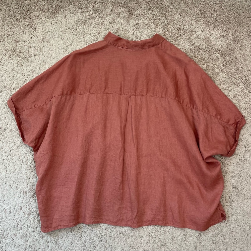 Gap Short Sleeve Dolman Linen Shirt Women’s Collared Boxy Button Front Top in XL - Picture 14 of 15